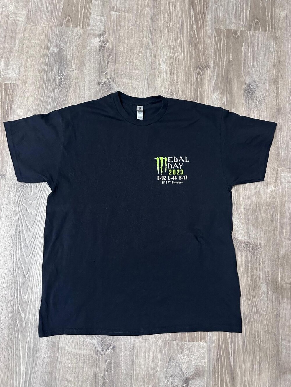 Gildan Black Tee with Neon Green Medal Day 2023 Graphic